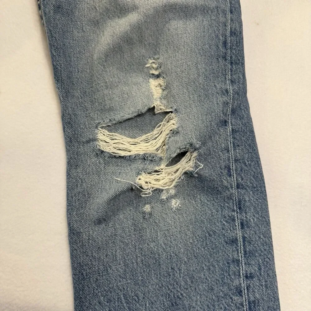 rag & bone Jeans Rosa Mid Rise Boyfriend Distressed Button Fly Raw Hem Sz 26